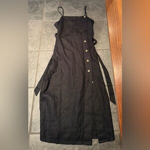 H&M Sleeveless Button-Front Linen Dress Jumpsuit Black